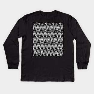 Seigaiha Pattern Black Kids Long Sleeve T-Shirt